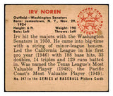 1950 Bowman Baseball #247 Irv Noren Senators EX No Copyright 488990
