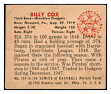 1950 Bowman Baseball #194 Billy Cox Dodgers VG-EX Copyright 489014