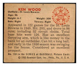 1950 Bowman Baseball #190 Ken Wood Browns VG-EX Copyright 489020