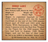 1950 Bowman Baseball #240 Eddie Lake Tigers GD-VG Copyright 489062