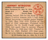 1950 Bowman Baseball #197 Johnny Wyrostek Reds EX-MT Copyright 489064