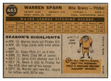 1960 Topps Baseball #445 Warren Spahn Braves EX-MT 489176