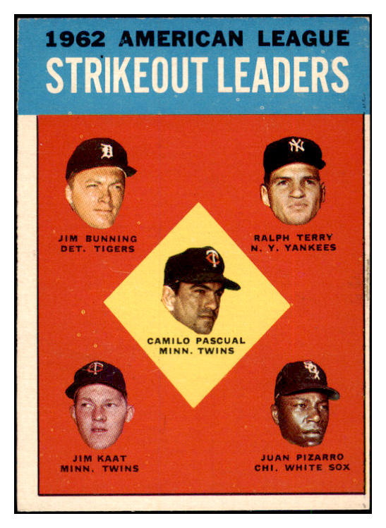 1963 Topps Baseball #010 A.L. Strike Out Leaders Jim Bunning EX-MT 489191