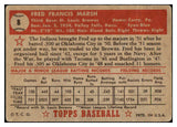 1952 Topps Baseball #008 Fred Marsh Browns VG Red 489240