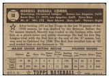 1952 Topps Baseball #018 Merrill Combs Indians Good Black 489252