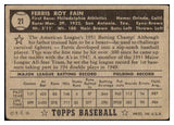 1952 Topps Baseball #021 Ferris Fain A's VG Black 489257