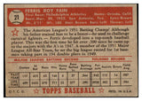 1952 Topps Baseball #021 Ferris Fain A's EX Red 489259