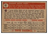 1952 Topps Baseball #045 Eddie Joost A's VG Red 489283