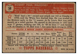1952 Topps Baseball #058 Bob Mahoney Browns Good Red 489296