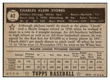 1952 Topps Baseball #062 Chuck Stobbs White Sox EX Black 489301