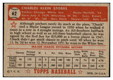 1952 Topps Baseball #062 Chuck Stobbs White Sox EX Red 489302