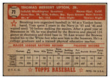 1952 Topps Baseball #071 Tom Upton Senators VG Red 489311