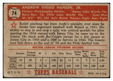 1952 Topps Baseball #074 Andy Hansen Phillies VG Red 489318