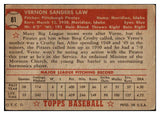 1952 Topps Baseball #081 Vern Law Pirates Good 489325