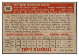 1952 Topps Baseball #103 Cliff Mapes Tigers VG 489347