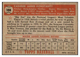 1952 Topps Baseball #108 Jim Konstanty Phillies Good 489351