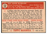 1952 Topps Baseball #137 Roy McMillan Reds VG-EX 489380
