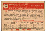 1952 Topps Baseball #190 Don Johnson Senators VG 489433