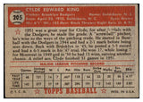 1952 Topps Baseball #205 Clyde King Dodgers VG 489444