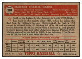 1952 Topps Baseball #207 Mickey Harris Indians VG 489446