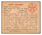 1950 Bowman Baseball #106 Cliff Fannin Browns VG-EX 489552