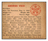 1950 Bowman Baseball #150 George Vico Tigers VG-EX 489566
