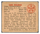 1950 Bowman Baseball #182 Sam Zoldak Indians VG-EX Copyright 489579