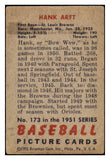 1951 Bowman Baseball #173 Hank Arft Browns VG-EX 489616