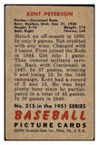 1951 Bowman Baseball #215 Kent Peterson Reds VG-EX 489620