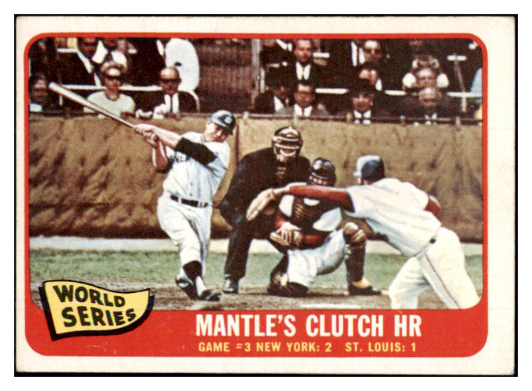 1965 Topps Baseball #134 World Series Game 3 Mickey Mantle EX 489650