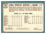 1965 Topps Baseball #134 World Series Game 3 Mickey Mantle EX 489650