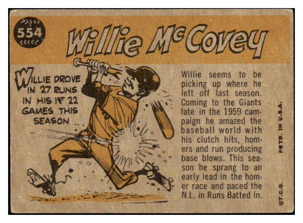 1960 Topps Baseball #554 Willie McCovey A.S. Giants VG 489669