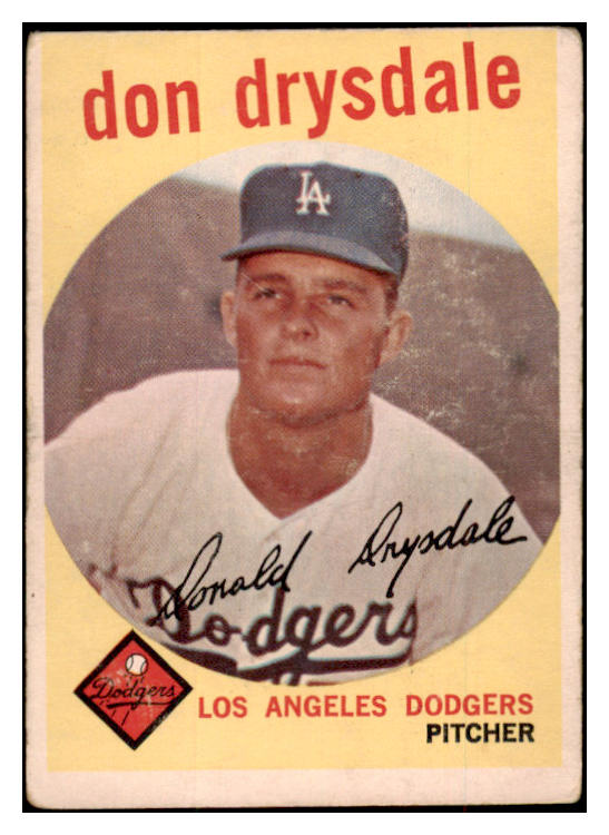 1959 Topps Baseball #387 Don Drysdale Dodgers VG 489679