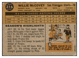 1960 Topps Baseball #316 Willie McCovey Giants VG 489695