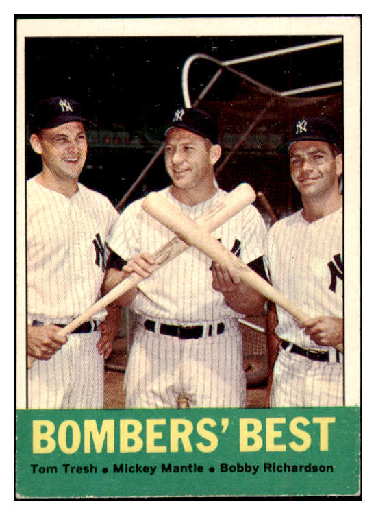 1963 Topps Baseball #173 Mickey Mantle Bobby Richardson EX 489703