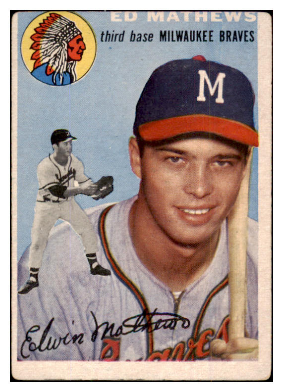 1954 Topps Baseball #030 Eddie Mathews Braves GD-VG 489735