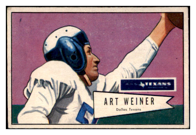 1952 Bowman Small Football #114 Art Weiner Texans EX+ 489823