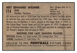 1952 Bowman Small Football #114 Art Weiner Texans EX+ 489823