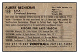 1952 Bowman Small Football #136 Al Rechichar Browns Good 489828