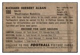 1952 Bowman Small Football #100 Dick Alban Washington EX+ 489834