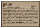 1952 Bowman Small Football #043 Dick Todd Washington VG-EX 489845