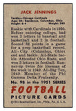 1951 Bowman Football #098 Jack Jennings Cardinals EX 489899