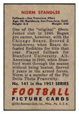 1951 Bowman Football #141 Norm Standlee 49ers VG-EX 489902