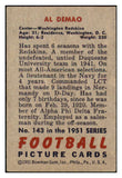 1951 Bowman Football #143 Al Demao Washington VG-EX 489904