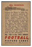 1951 Bowman Football #122 Bill Wightkin Bears EX 489907