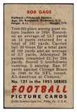 1951 Bowman Football #131 Bob Gage Steelers VG-EX 489916