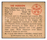 1950 Bowman Baseball #017 Sid Hudson Senators VG 489922