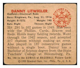 1950 Bowman Baseball #198 Danny Litwhiler Reds VG Copyright 489934