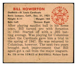 1950 Bowman Baseball #239 Bill Howerton Cardinals VG-EX No Copyright 489956