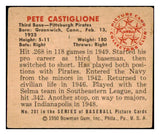 1950 Bowman Baseball #201 Pete Castiglione Pirates VG-EX Copyright 489959